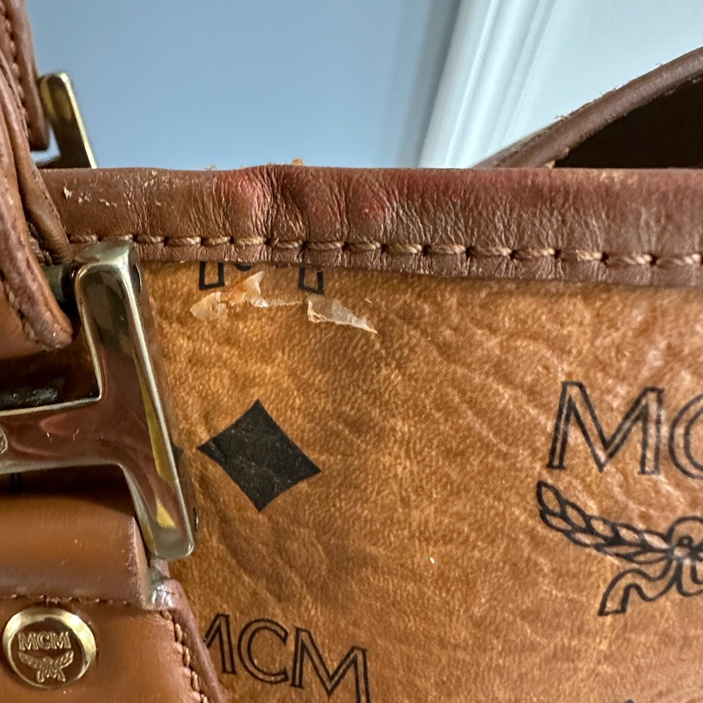 MCM Visetos Rudic Shopper Tote Cognac Orange Stripe - Authentic - Picture 6 of 13